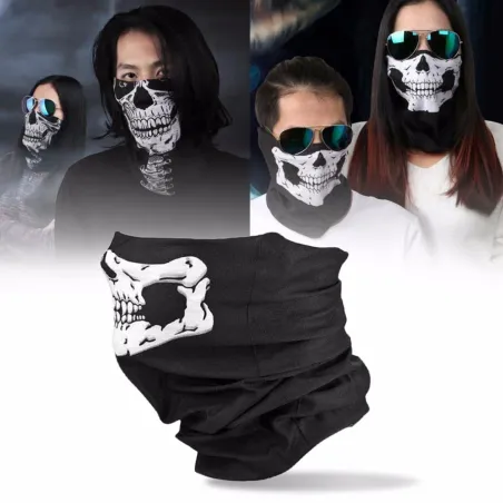 Masque facial imprimé crâne - cagoule