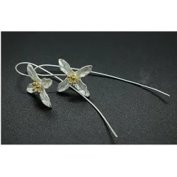 Silver flower with four leaves - earringsEarrings