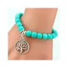 Bracciale vintage - perline turchesi/pendente in lega