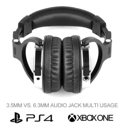 Casque de studio DJ professionnel - casque stéréo filaire - avec microphone