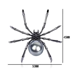 Aranha preta com pérola - broche elegante