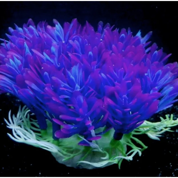 Planta artificial de plástico - flor roxa - decoração de aquário