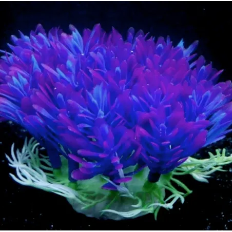 Planta artificial de plástico - flor roxa - decoração de aquário