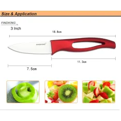 Ceramic kitchen knives set - with holder - red handlesCeramic