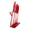 Ceramic kitchen knives set - with holder - red handlesCeramic