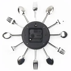 Modern wall clock - with kitchen cutleryClocks