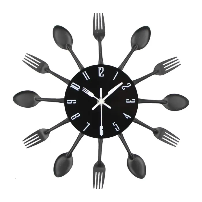 Modern wall clock - with kitchen cutleryClocks