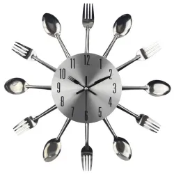 Modern wall clock - with kitchen cutleryClocks