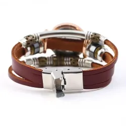 Multilayer leather bracelet with watchWatches