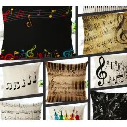 Decorative cushion cover - music notes themes - cotton - 45 * 45cmCushion covers
