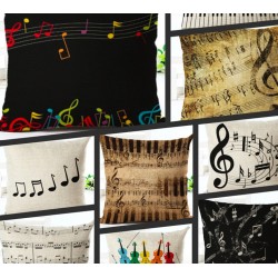 Fundas de cojinesFunda de cojín decorativa - temas de notas musicales - algodón - 45*45cm
