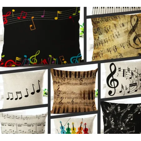 Decorative cushion cover - music notes themes - cotton - 45 * 45cmCushion covers