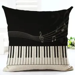 Fodera per cuscino decorativo - temi note musicali - cotone - 45 * 45 cm