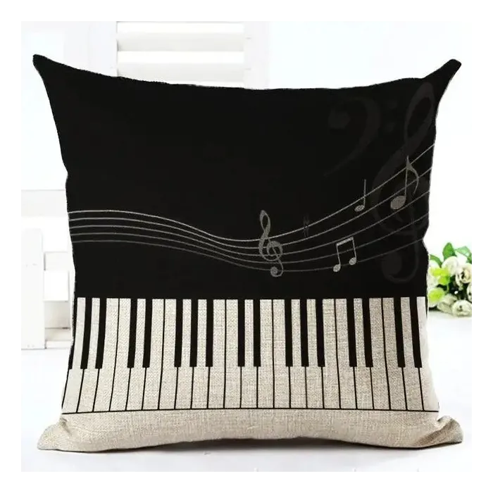 Fodera per cuscino decorativo - temi note musicali - cotone - 45 * 45 cm