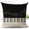 Dekorativt putetrekk - musikknotetemaer - bomull - 45 * 45 cm