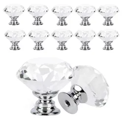 Dekorativ møbelknop - håndtag - skuffe - garderobe - krystal diamant - 30mm