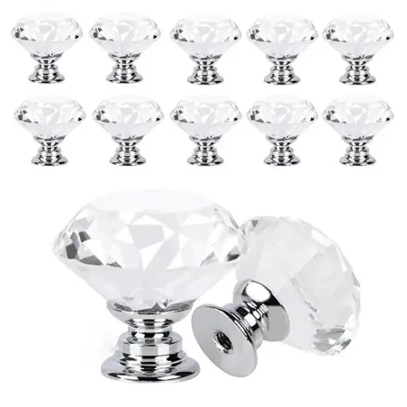 Dekorativ møbelknott - håndtak - skuff - garderobeskap - krystalldiamant - 30mm