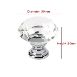 Dekorativ møbelknott - håndtak - skuff - garderobeskap - krystalldiamant - 30mm