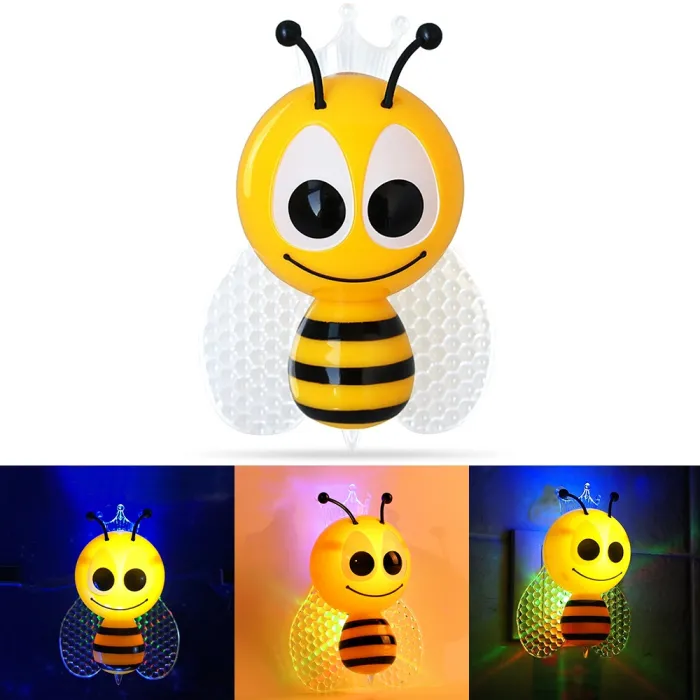 LED nattlampa - väggkontakt - med sensor - tecknat bi