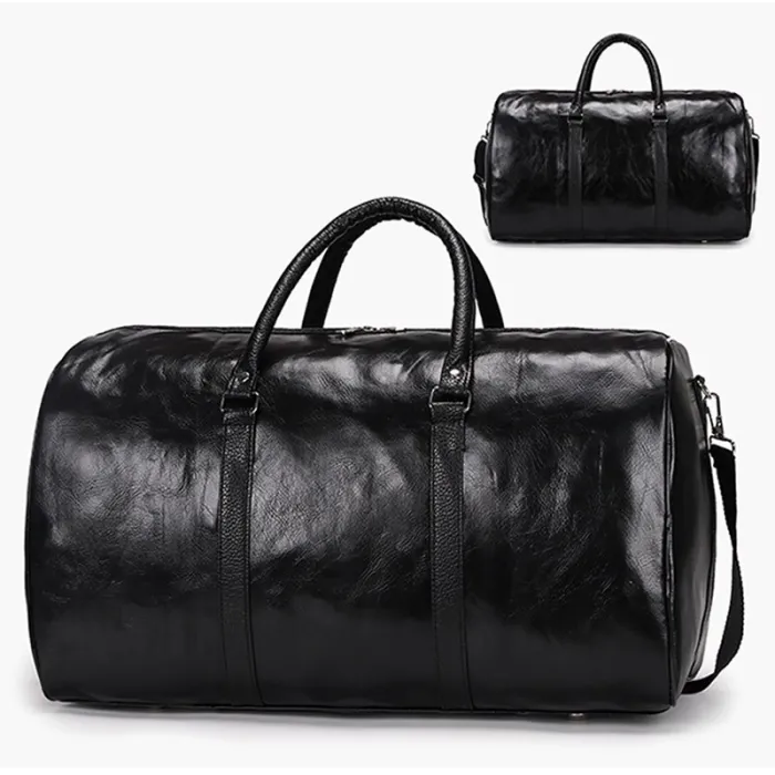 Sac de voyage/sport en cuir - bandoulière - grande capacité