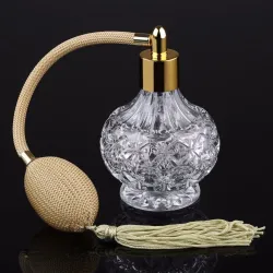 Parfymeflaske i glass - med vintage forstøver - pumpespray - 80 ml