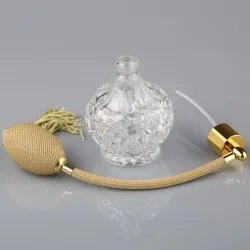 Szklana butelka na perfumy - z vintage atomizerem - spray z pompką - 80 mlPerfumy