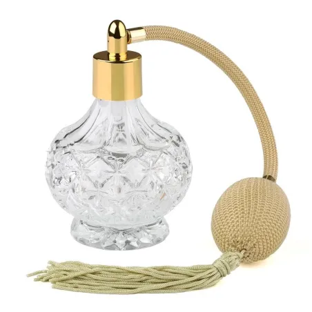 Parfymeflaske i glass - med vintage forstøver - pumpespray - 80 ml