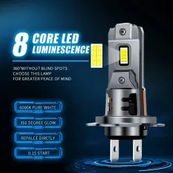 Ampoule de phare Mini H7 LED 250W CSP - 320000lm - ampoules à diodes auto - H7 Turbo LED - 12V - 6500K