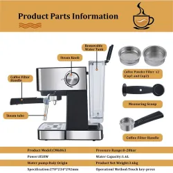 BioloMix - macchina per caffè - per espresso/cappuccino/latte/moca - con montalatte - 20 Bar