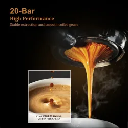 BarBioloMix - cafetera - para espresso / cappuccino / latte / mocha - con espumador de leche - 20 Bar