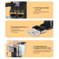 BioloMix - kaffetraktermaskin - for espresso / cappuccino / latte / mokka - med melkeskummer - 20 Bar