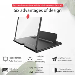 12 tuuman / 14 tuuman 3D-puhelimen näytön suurennuslasi - HD-vahvistin - taitettavalla pidikkeellä