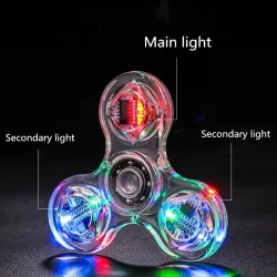 Fidget spinner lumineux - motif transparent - LED - brille dans le noir