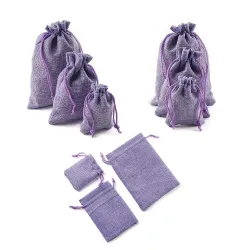 Linen Christmas gift bags - with drawstring - 10 piecesChristmas