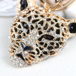 Crystal leopard head - keychainKeyrings
