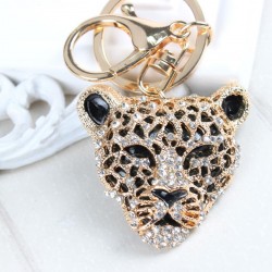 Tête de léopard en cristal - porte-clés