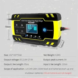 Autoacculader - volautomatisch - digitaal LCD - 12V-24V - 8ADiagnose