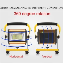 100W Waterproof Flood Light Outdoor Reflector LED External Projector RGB Spotlight Searchlight Rechargeable by 6*18650 Battery