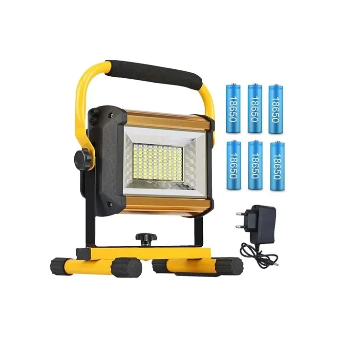 100W Waterproof Flood Light Outdoor Reflector LED External Projector RGB Spotlight Searchlight Rechargeable by 6*18650 Battery