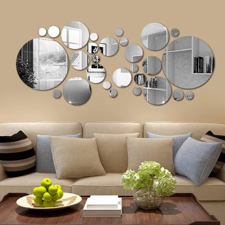 Runda speglar - wallsticker - självhäftande tapet - 30 st