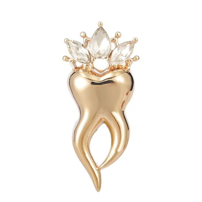 Dent avec couronne de cristal - broche
