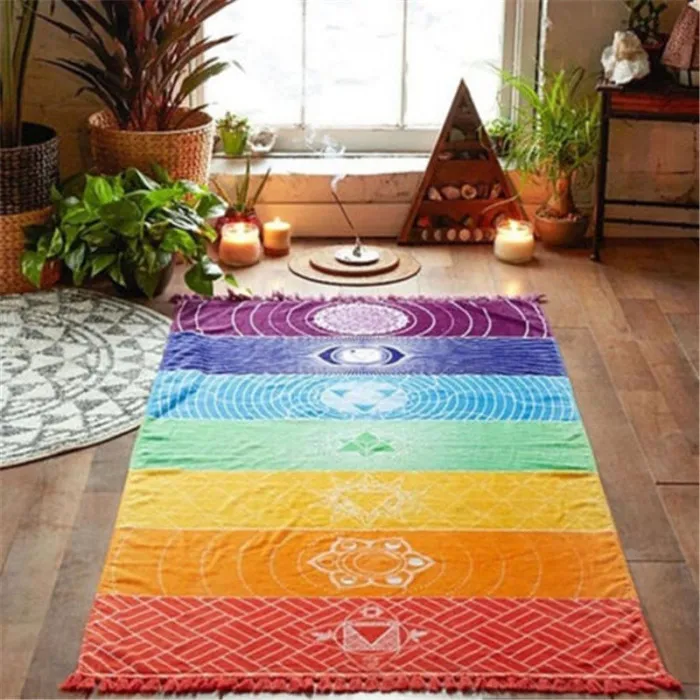 MantasRainbow Chakra - toalla colgante de pared - manta a rayas