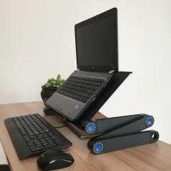 Multifunksjonsstativ for nettbrett / laptop - bord - med musematte - justerbar - sammenleggbar