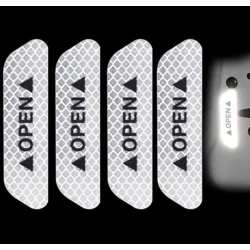 OPEN - autocollants d'avertissement anti-collision pour portes de voiture - réfléchissants 4 pièces