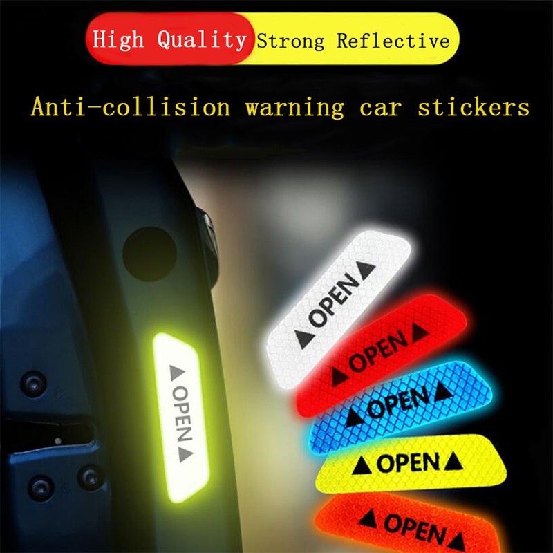 OPEN - adesivos de aviso anticolisão para portas de carros - refletivos 4 peças