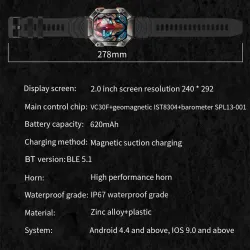KR80 Smartwatch - Android/IOS - fitnesstracker - hartmonitor - IP67 - activiteitentrackerSmart-Wear