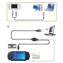 2-i-1 USB-datakabel - ladekabel PSP 1000/2000/3000