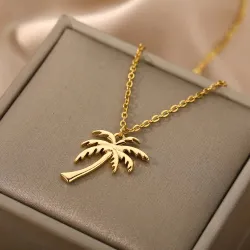 Palm tree necklace - gold - silver 45 cmNecklaces