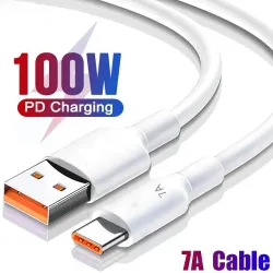 7A 100W USB para USB tipo C - cabo de carregamento super rápido