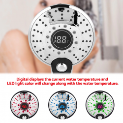 Digitalt duschhuvud med 3-färgsled - temperaturregulator